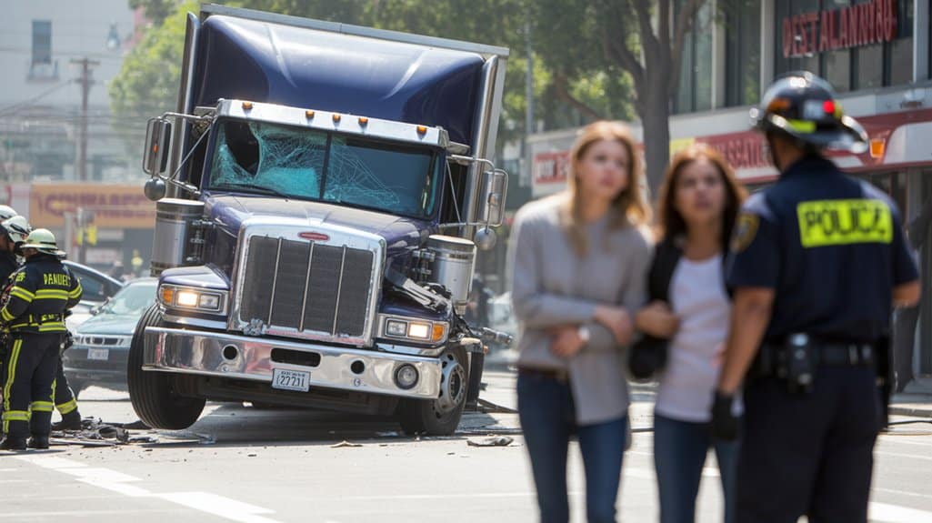 anaheim fatal big rig wrongful death Truck accident with emergency responders present.